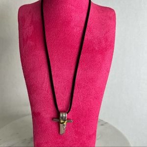 Adoration Cross Necklace Handcrafted Spoon Silver